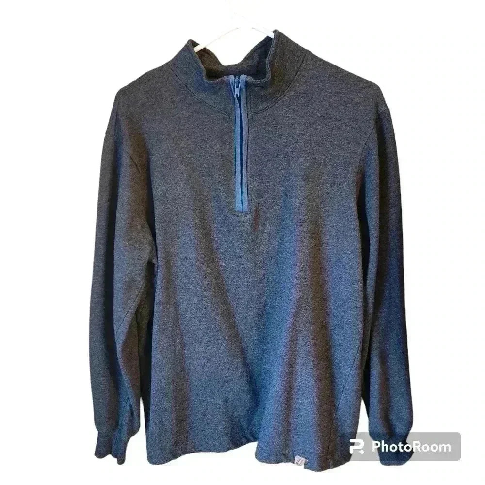 Copper+Oak Sweatshirt Navy Heather Mock Neck Men's Pullover Size Medium